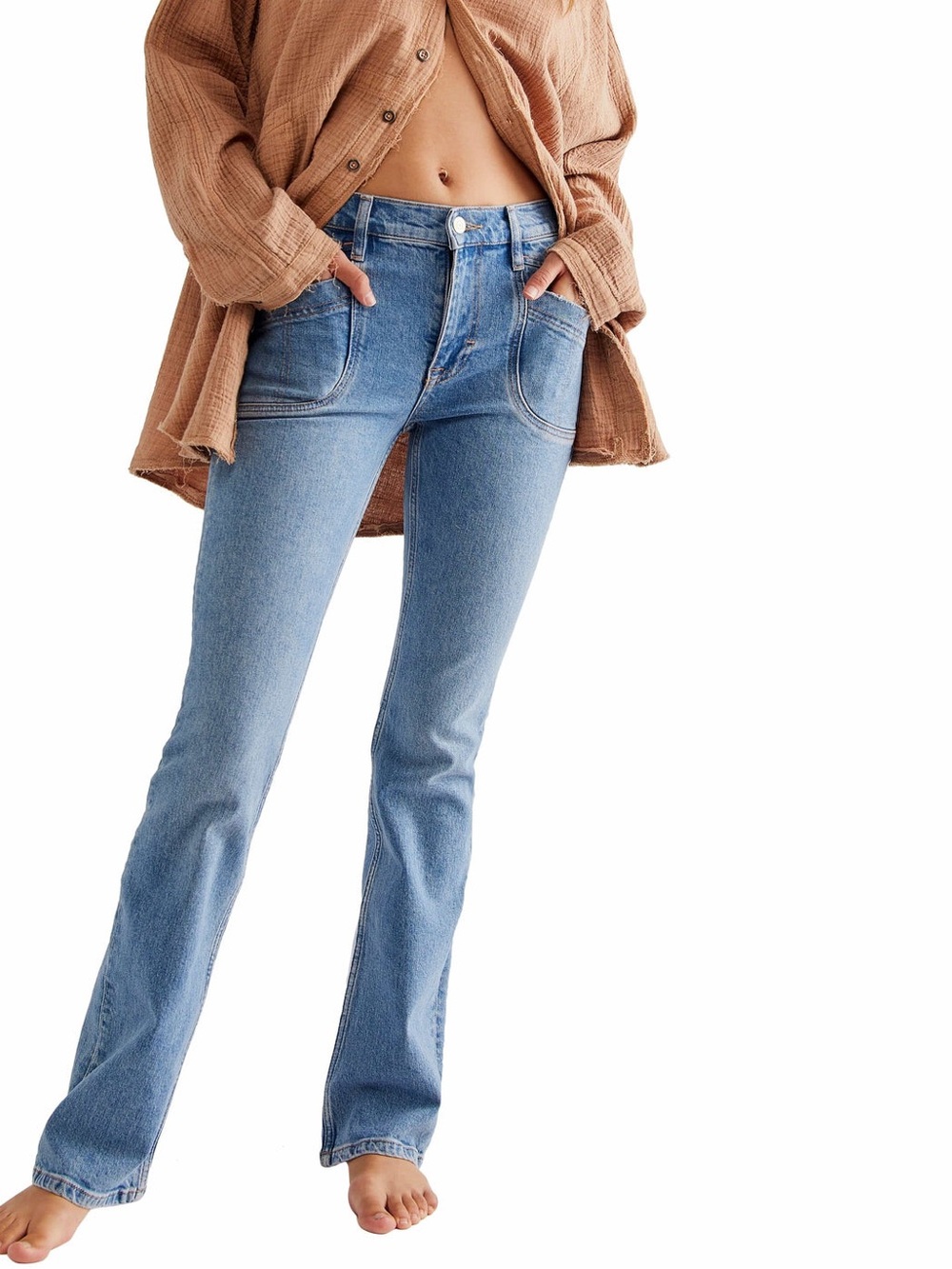 We The Free Aiden Slim Flare Jeans Too Cool Blue Size 28